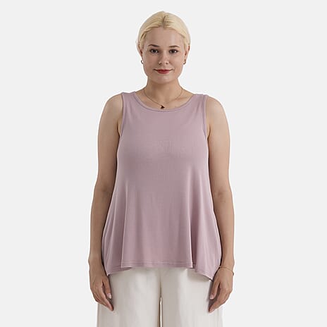 StyledBy Sleeveless Round-neck Blouse with Side Pockets (One Size) - Pale Mauve