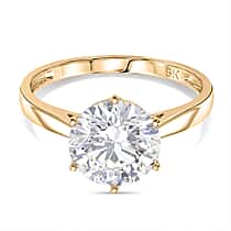 3.5 Ct. Moissanite Solitaire Ring in 9K Yellow Gold GRA Certified (D-VVS1)