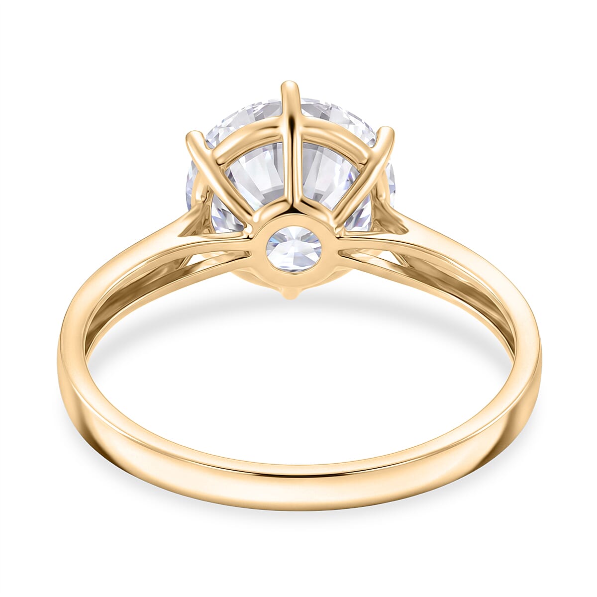 9K Yellow Gold GRA Certified VVS1-D Moissanite Solitaire Ring 3.50 Ct.
