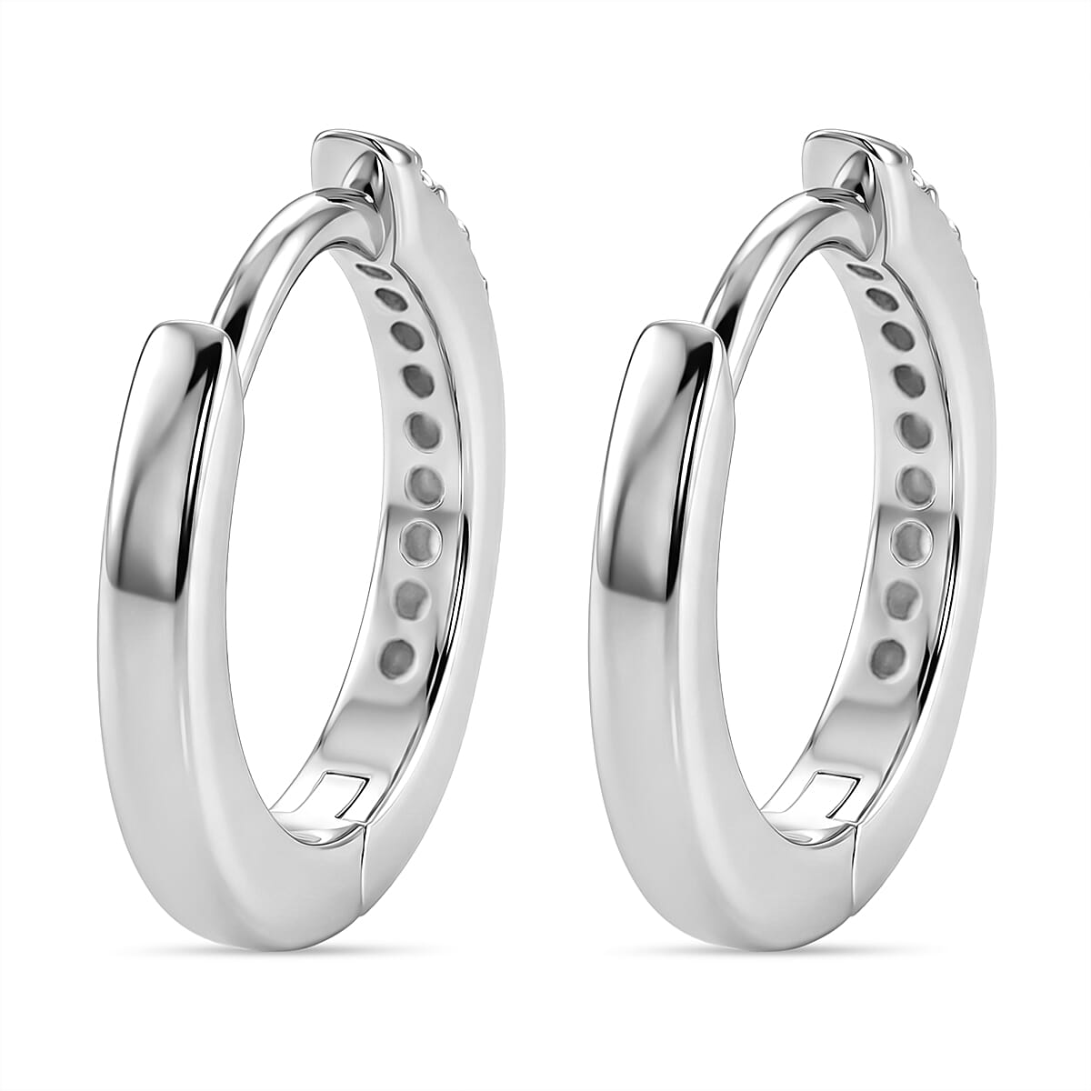 D'Joy Moissanite Hoop Earrings  in Rhodium Overlay Sterling Silver