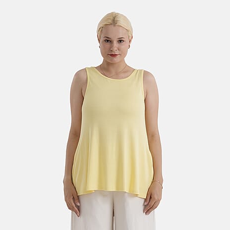 StyledBy Sleeveless Round-neck Blouse with Side Pockets (One Size) - Yellow