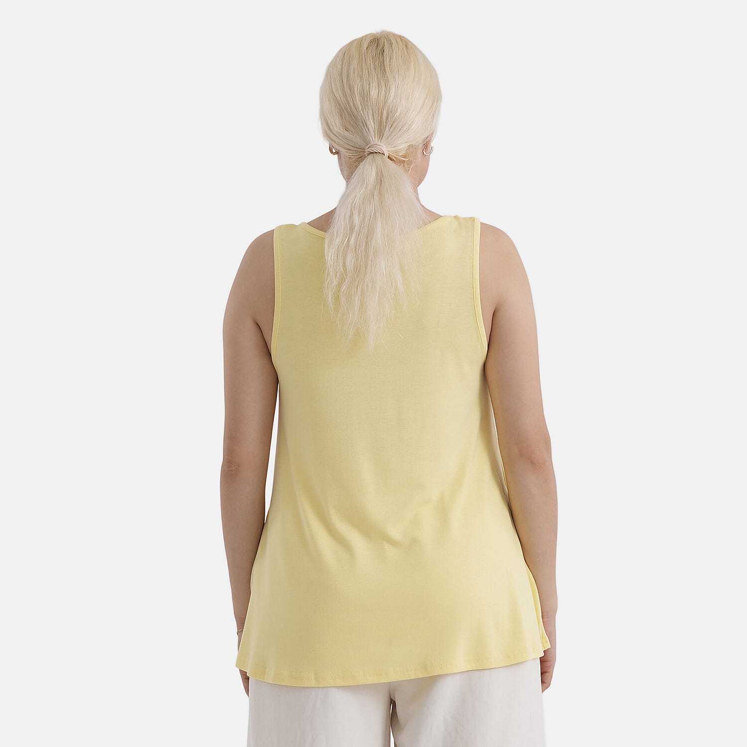 StyledBy Sleeveless Round-neck Blouse with Side Pockets (One Size) - Yellow
