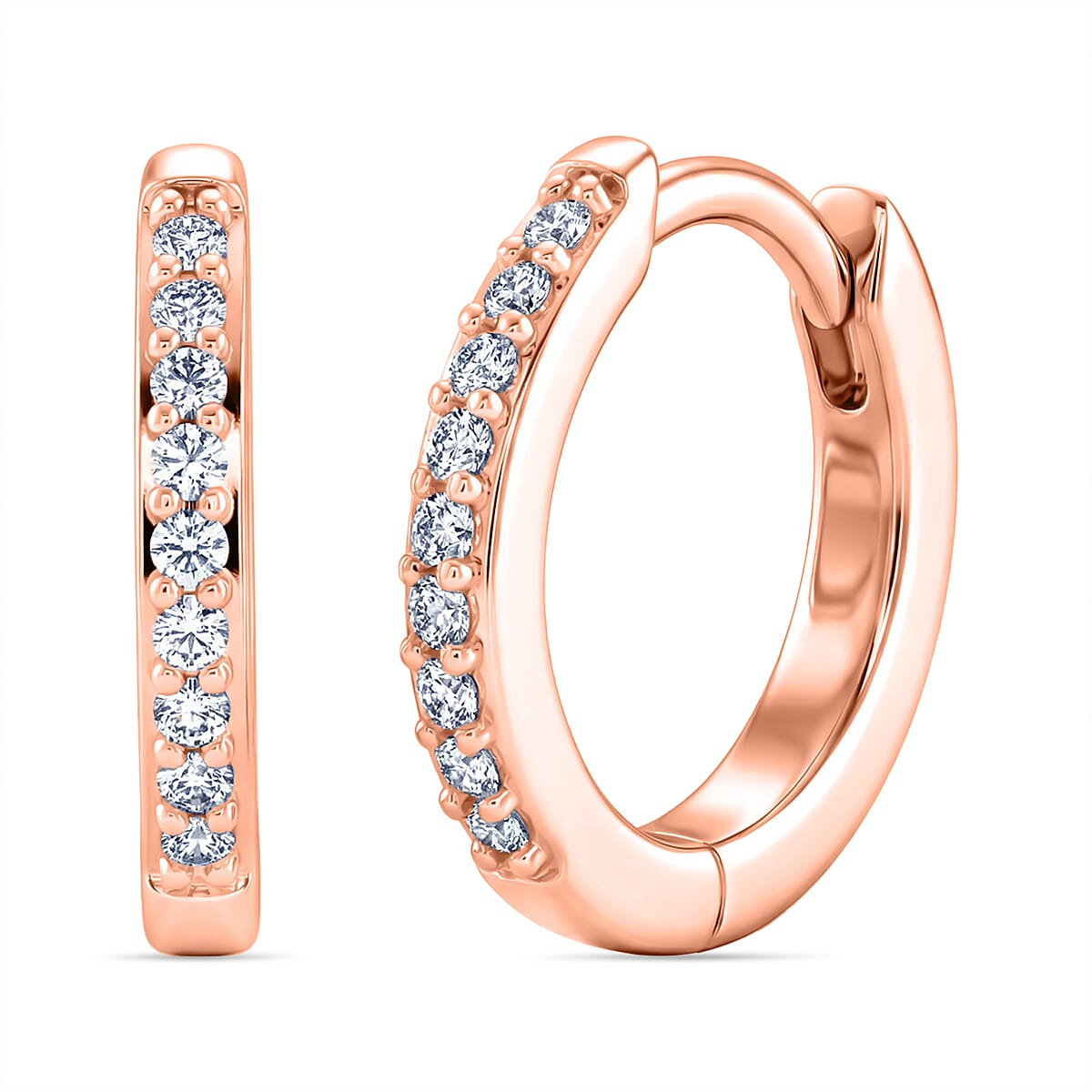 D'Joy Moissanite Hoop Earrings  in Rose Gold Plated Sterling Silver