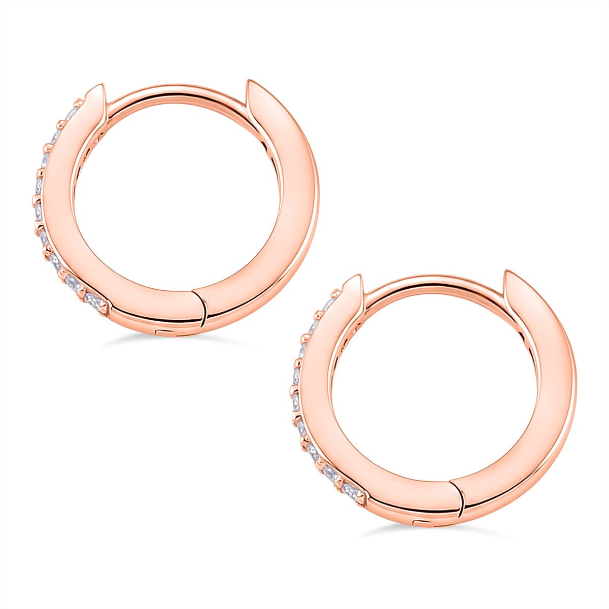 D'Joy Moissanite Hoop Earrings  in Rose Gold Plated Sterling Silver