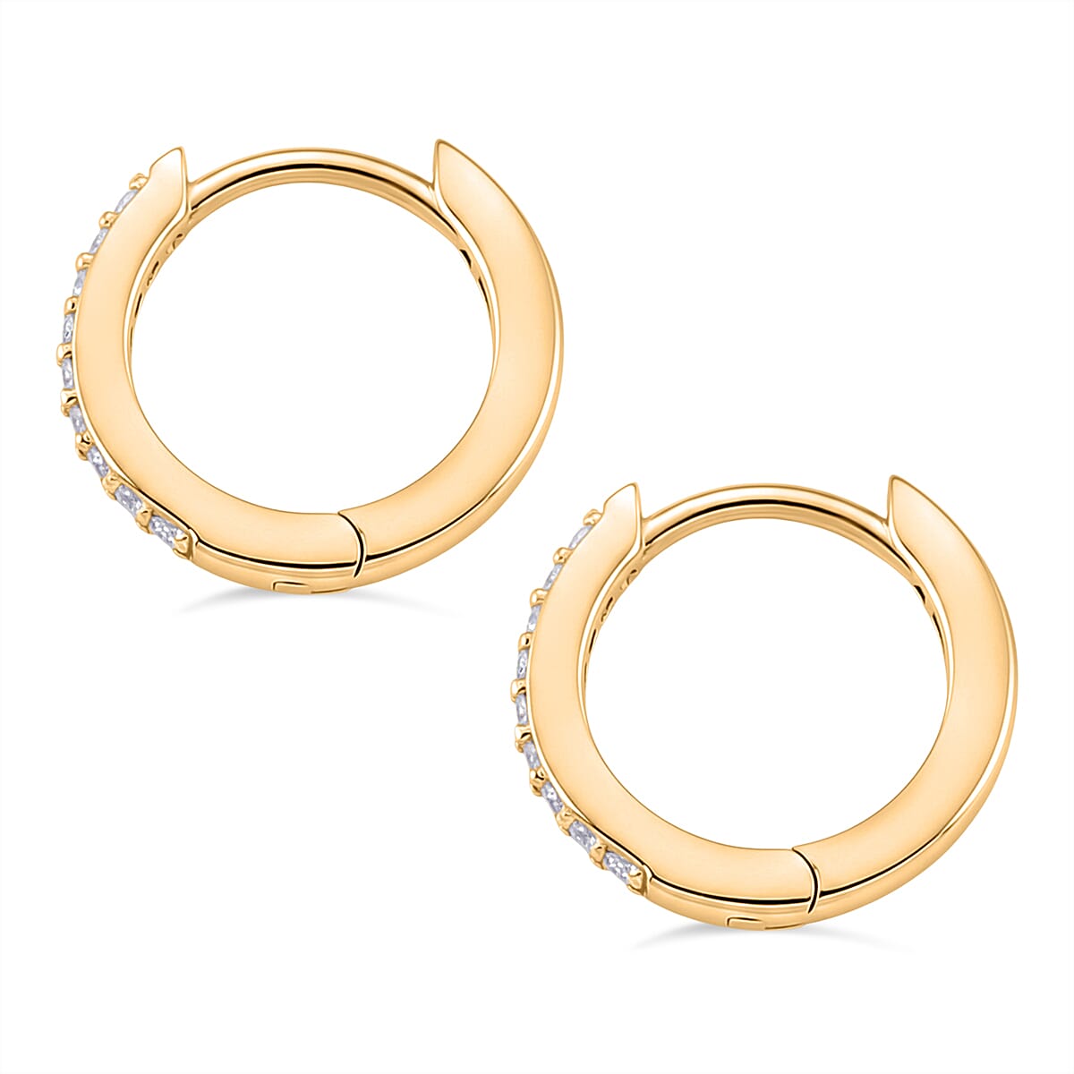 D'Joy Moissanite Hoop Earrings in Yellow Gold Plated Sterling Silver