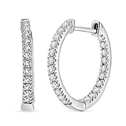D'Joy Moissanite Full Hoop Earring in Platinum Overlay Sterling Silver