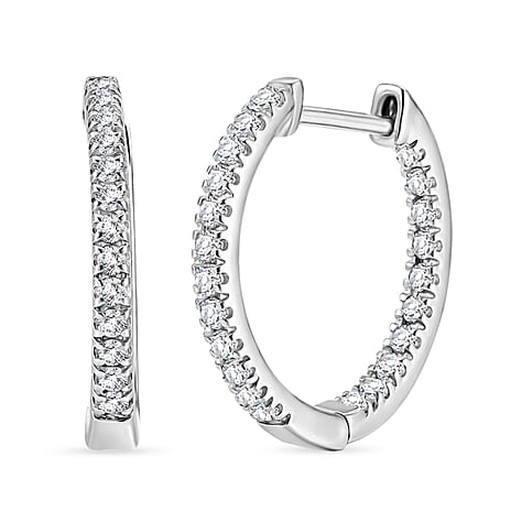 D'Joy Moissanite Full Hoop Earring in Platinum Overlay Sterling Silver
