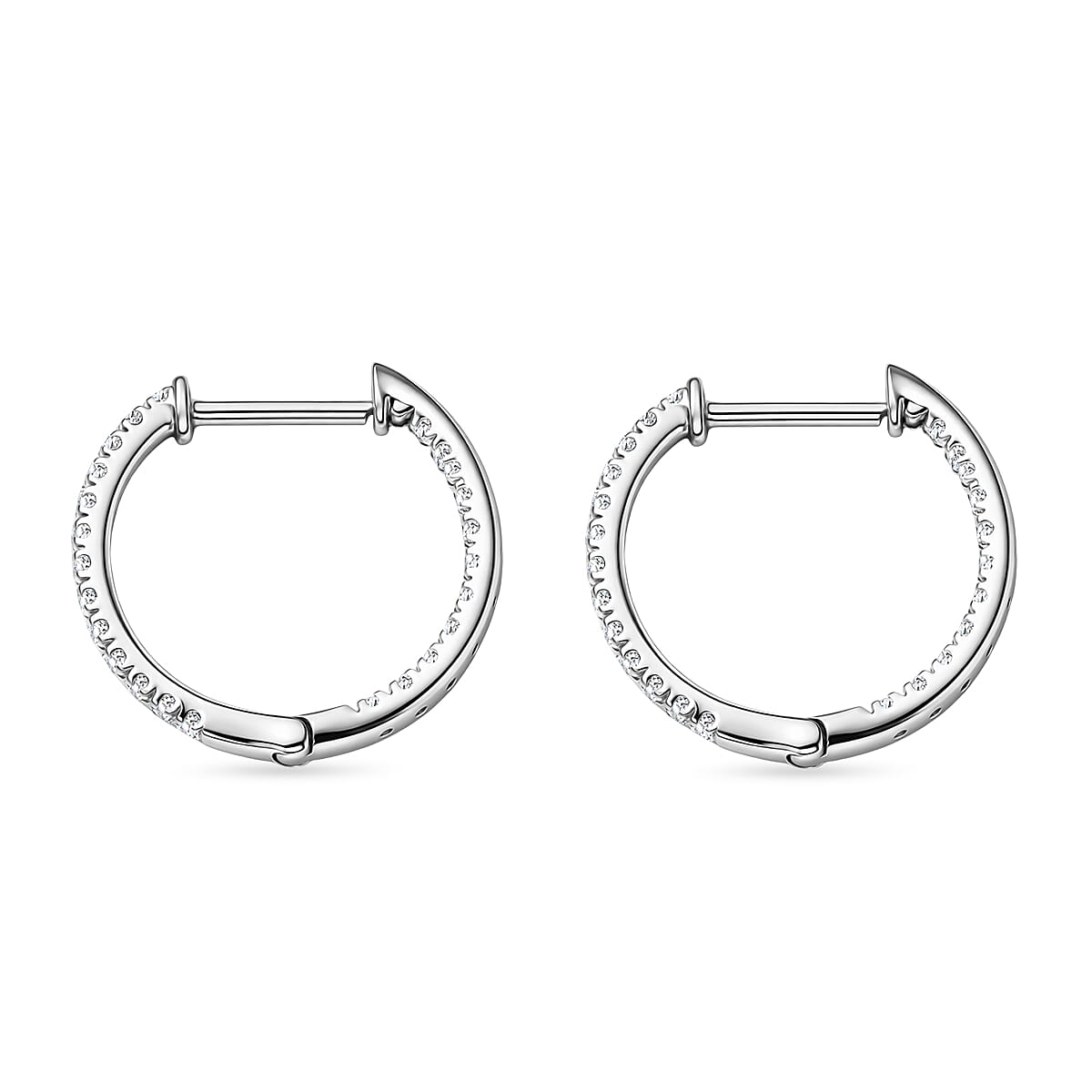 D'Joy Moissanite Full Hoop Earring in Platinum Overlay Sterling Silver
