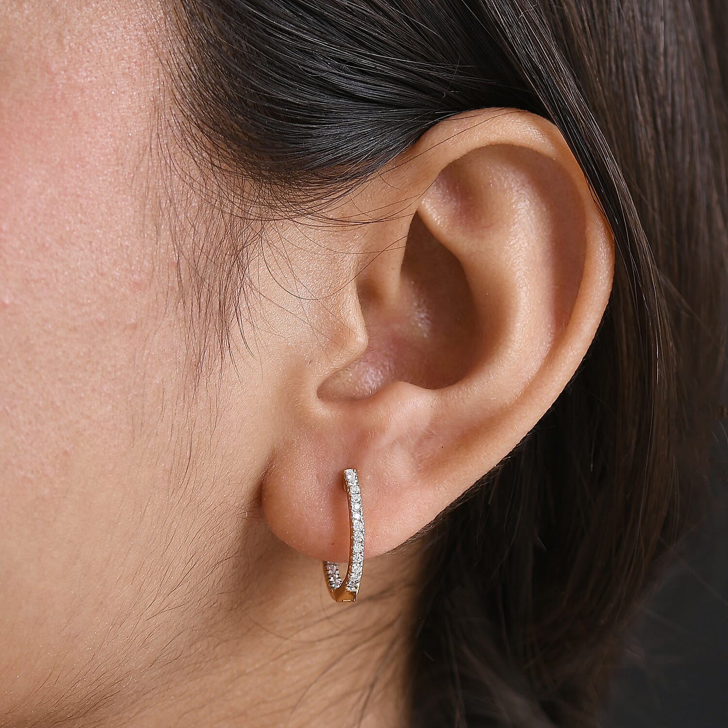 Royal Bali Collection - D'Joy Moissanite Full Hoop Earring in Yellow Gold Plated Sterling Silver