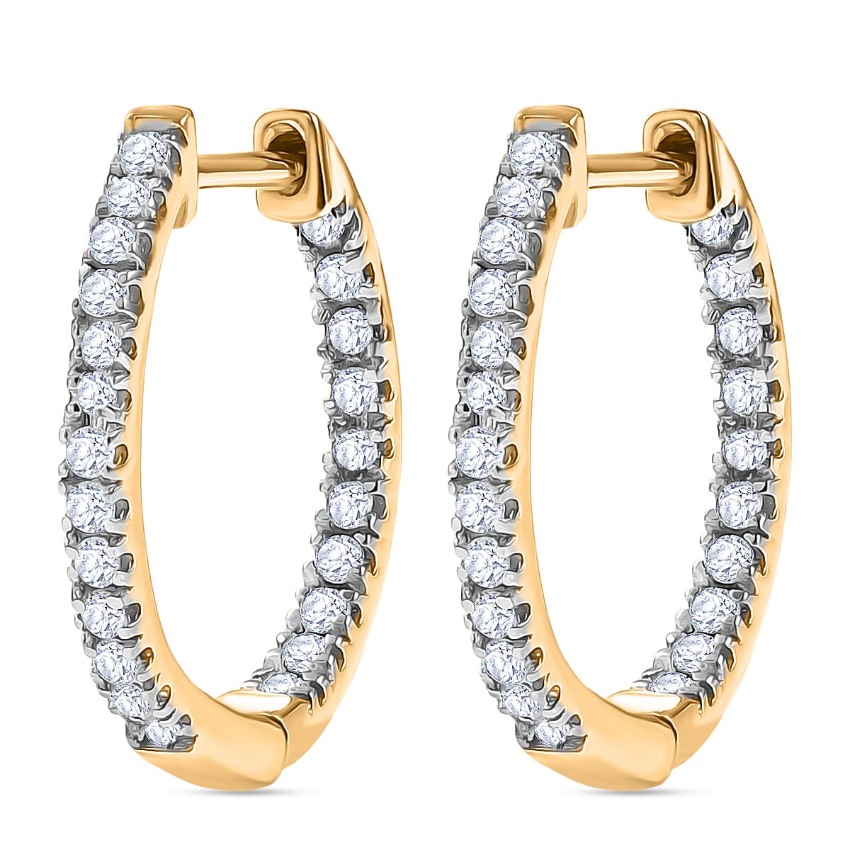 Royal Bali Collection - D'Joy Moissanite Full Hoop Earring in Yellow Gold Plated Sterling Silver