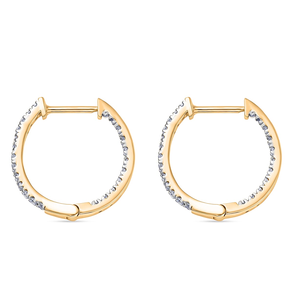 Royal Bali Collection - D'Joy Moissanite Full Hoop Earring in Yellow Gold Plated Sterling Silver