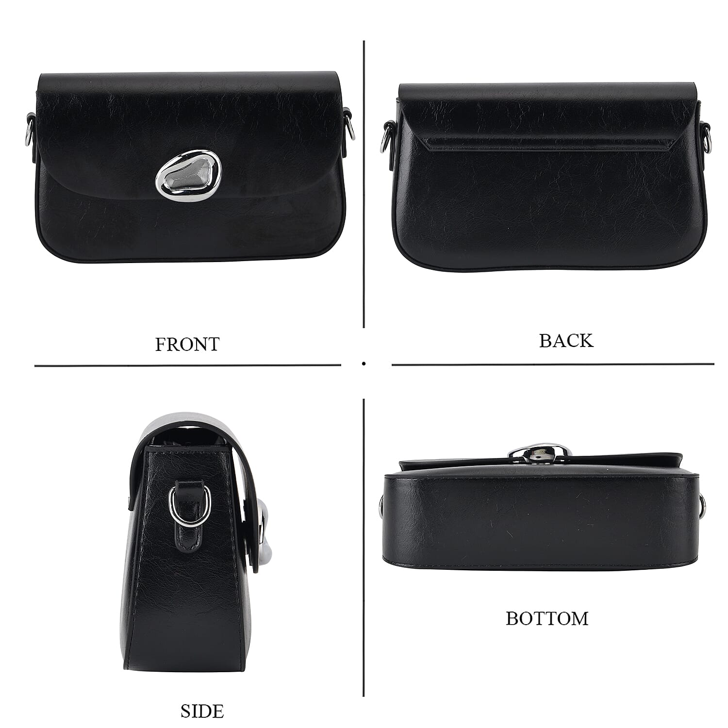 Sling Shoulder Bag with Adjustable Strap - Black