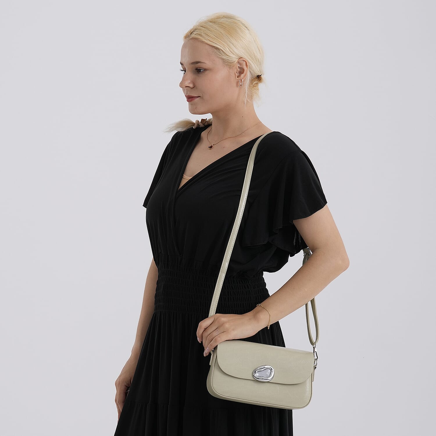 Sling Shoulder Bag with Adjustable Strap - Light Green