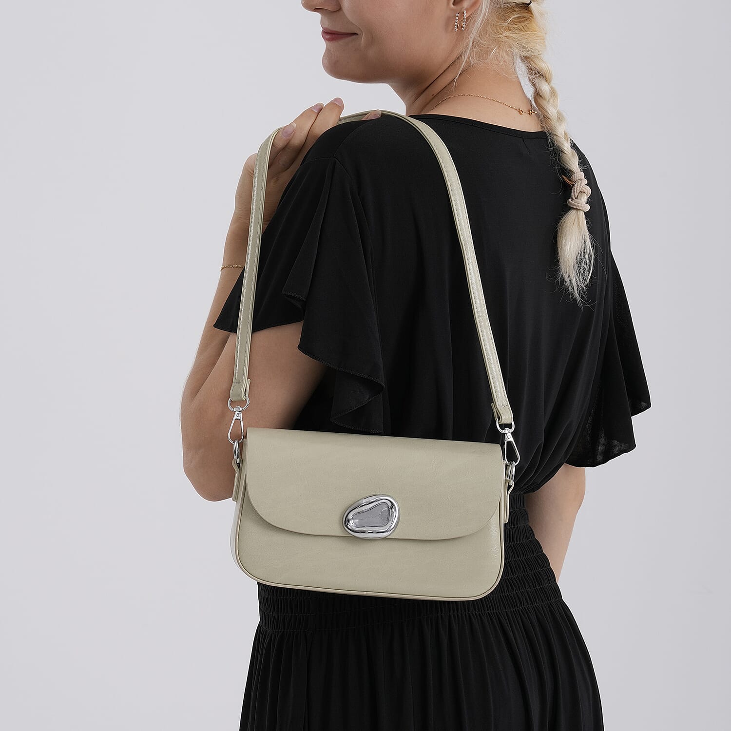 Sling Shoulder Bag with Adjustable Strap - Light Green