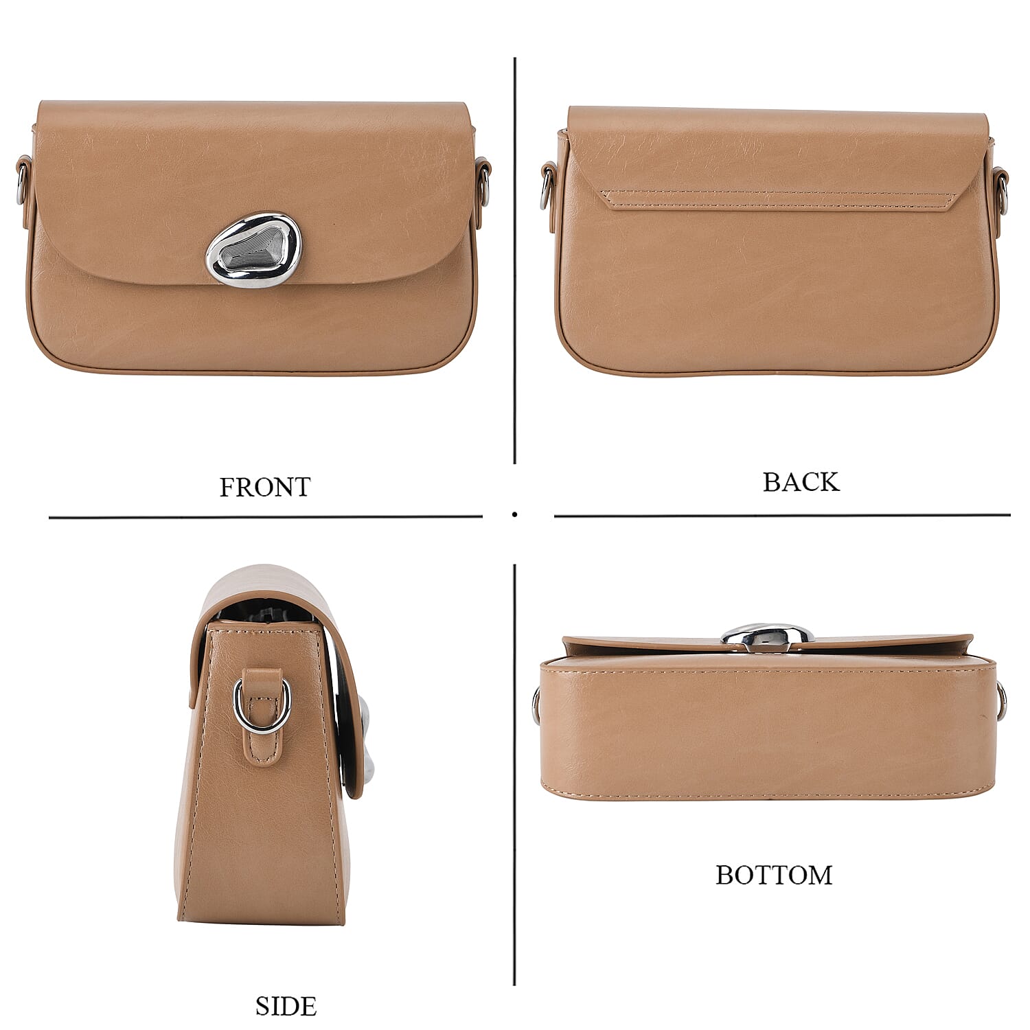 Sling Shoulder Bag with Adjustable Strap - Tan