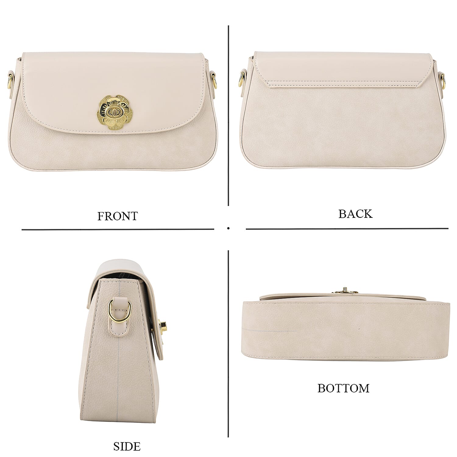 Designer Inspired - Convertible Clutch & Baguette Shoulder Bag with Chain Strap - Off White