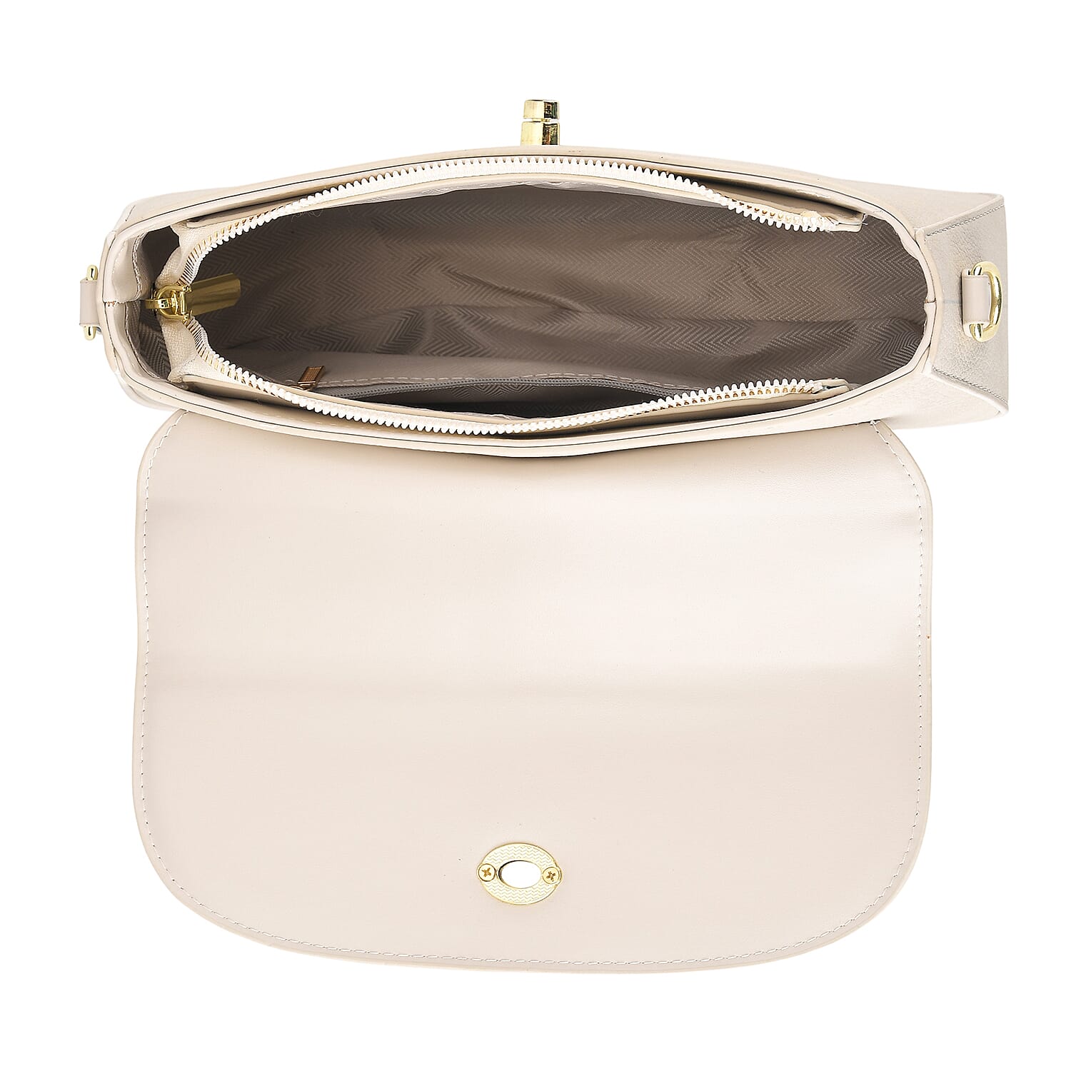 Designer Inspired - Convertible Clutch & Baguette Shoulder Bag with Chain Strap - Off White