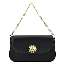 Designer Inspired - Convertible Clutch & Baguette Shoulder Bag with Chain Strap - Off White