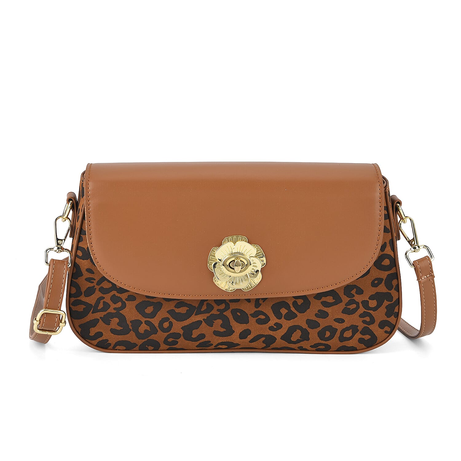 Designer Inspired - Convertible Clutch & Baguette Shoulder Bag with Chain Strap - Light Brown