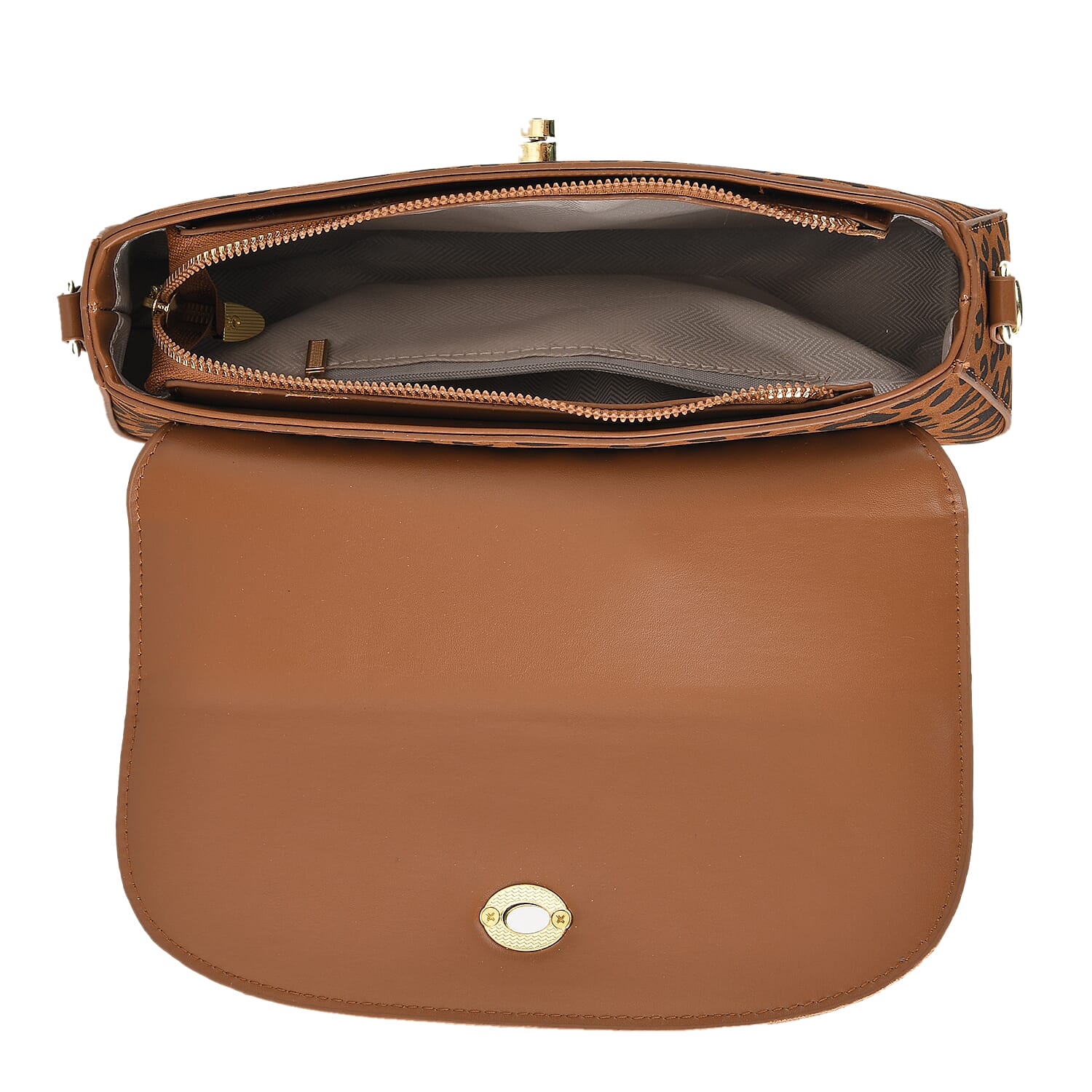 Designer Inspired - Convertible Clutch & Baguette Shoulder Bag with Chain Strap - Light Brown