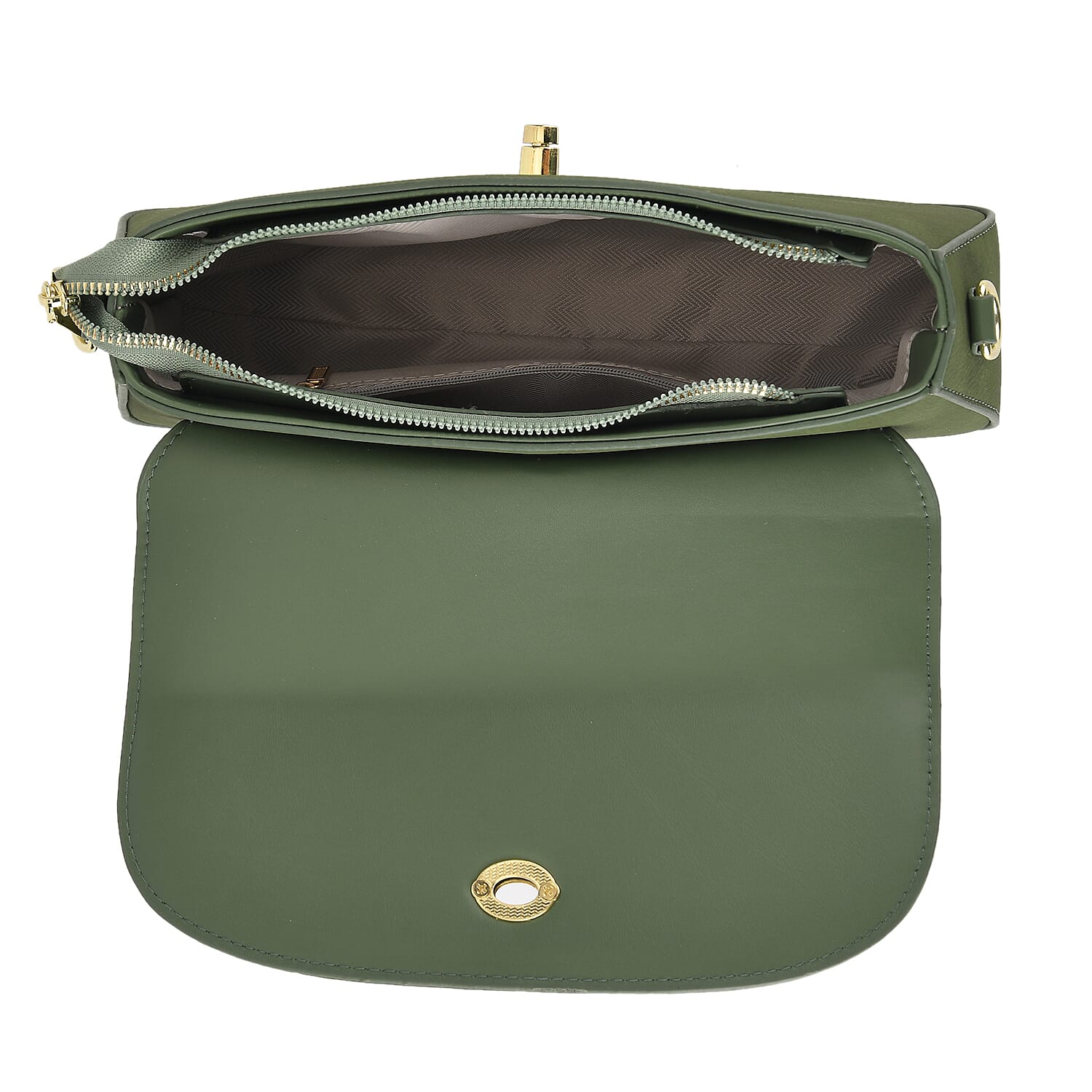 Designer Inspired - Convertible Clutch & Baguette Shoulder Bag with Chain Strap - Pine Green