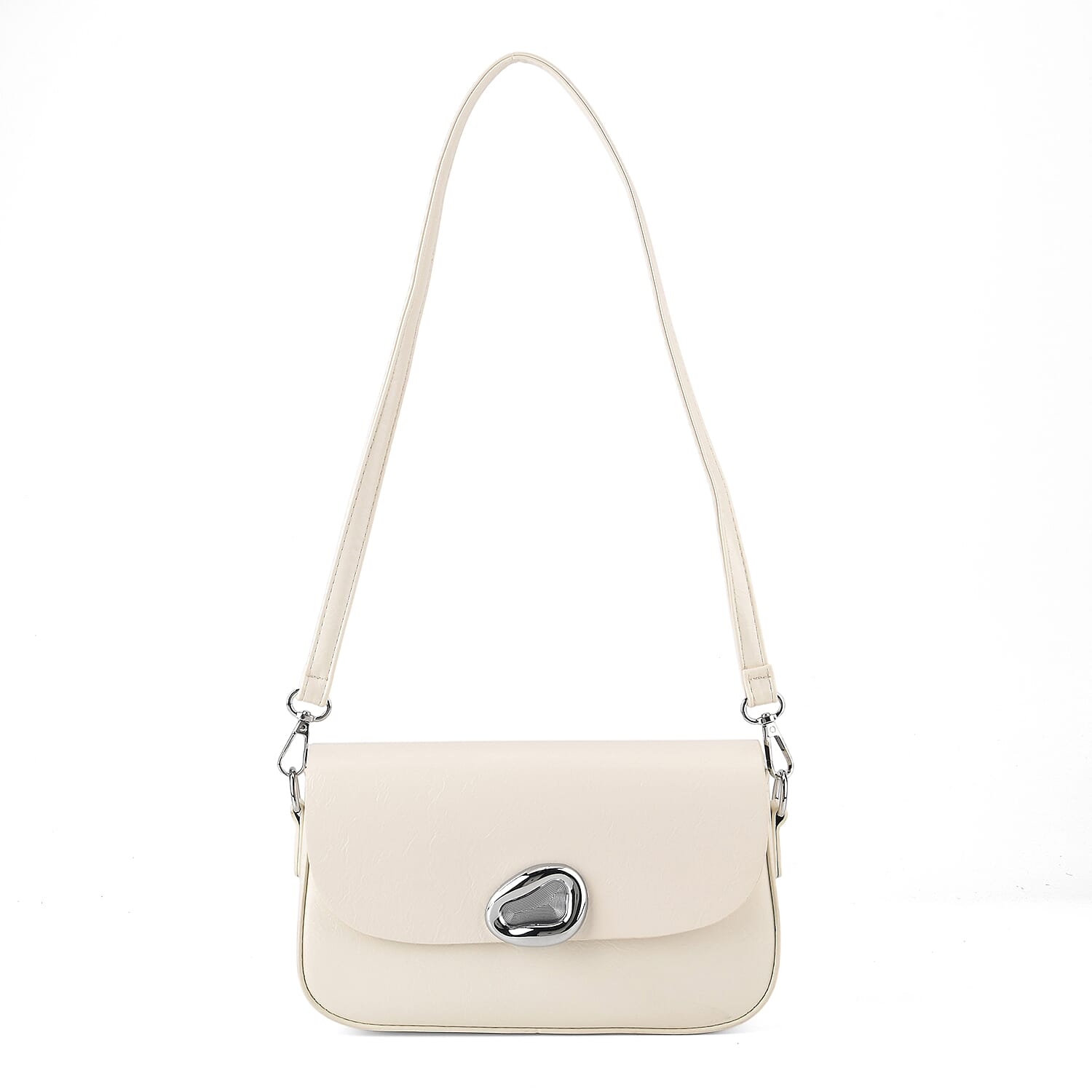 Sling Shoulder Bag with Adjustable Strap - Cream