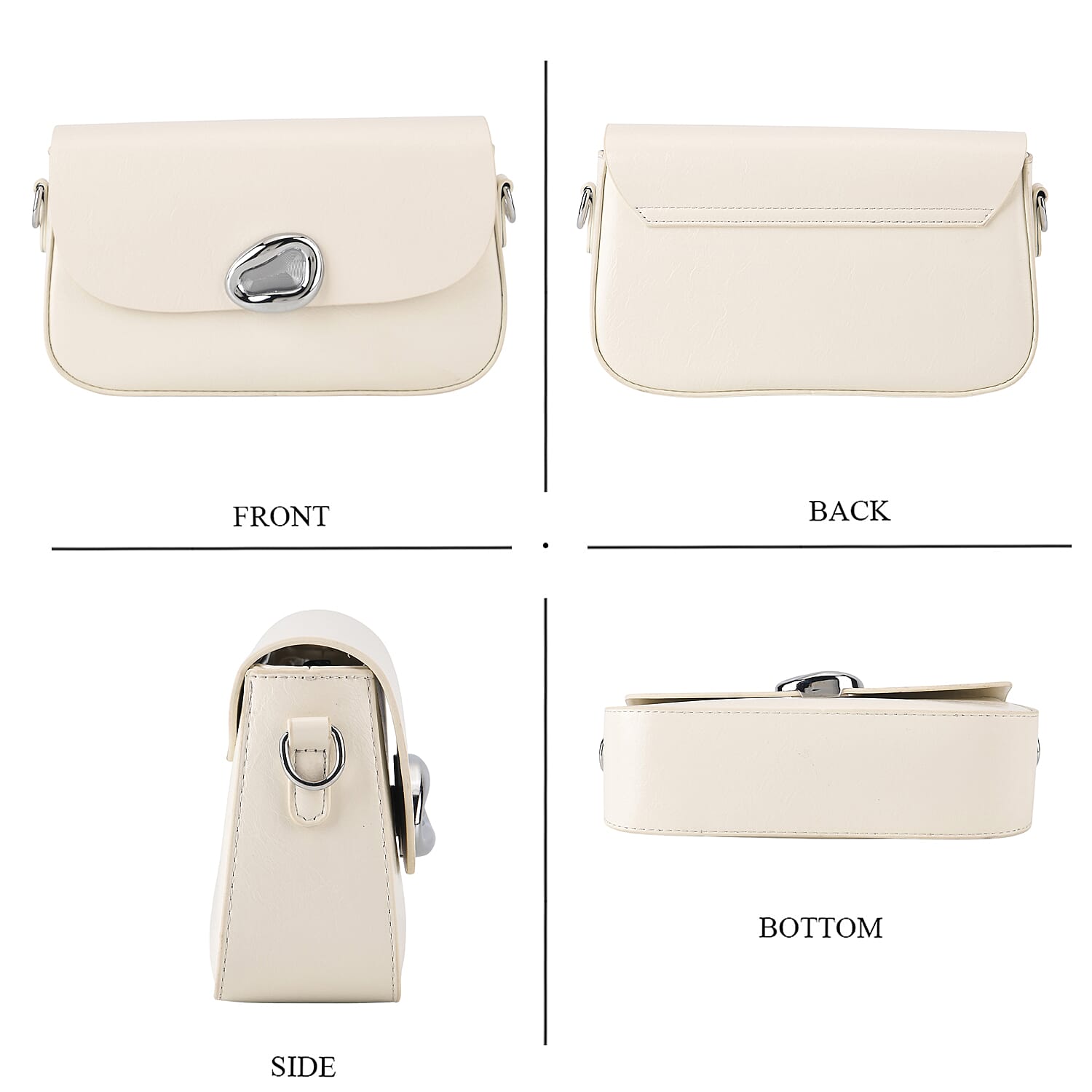 Sling Shoulder Bag with Adjustable Strap - Cream