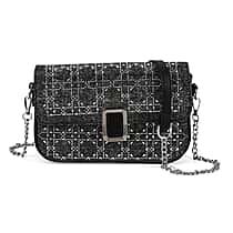 LA MAREY Designer Sling Handbag with Elegant Silver-Tone Chain Strap - Black