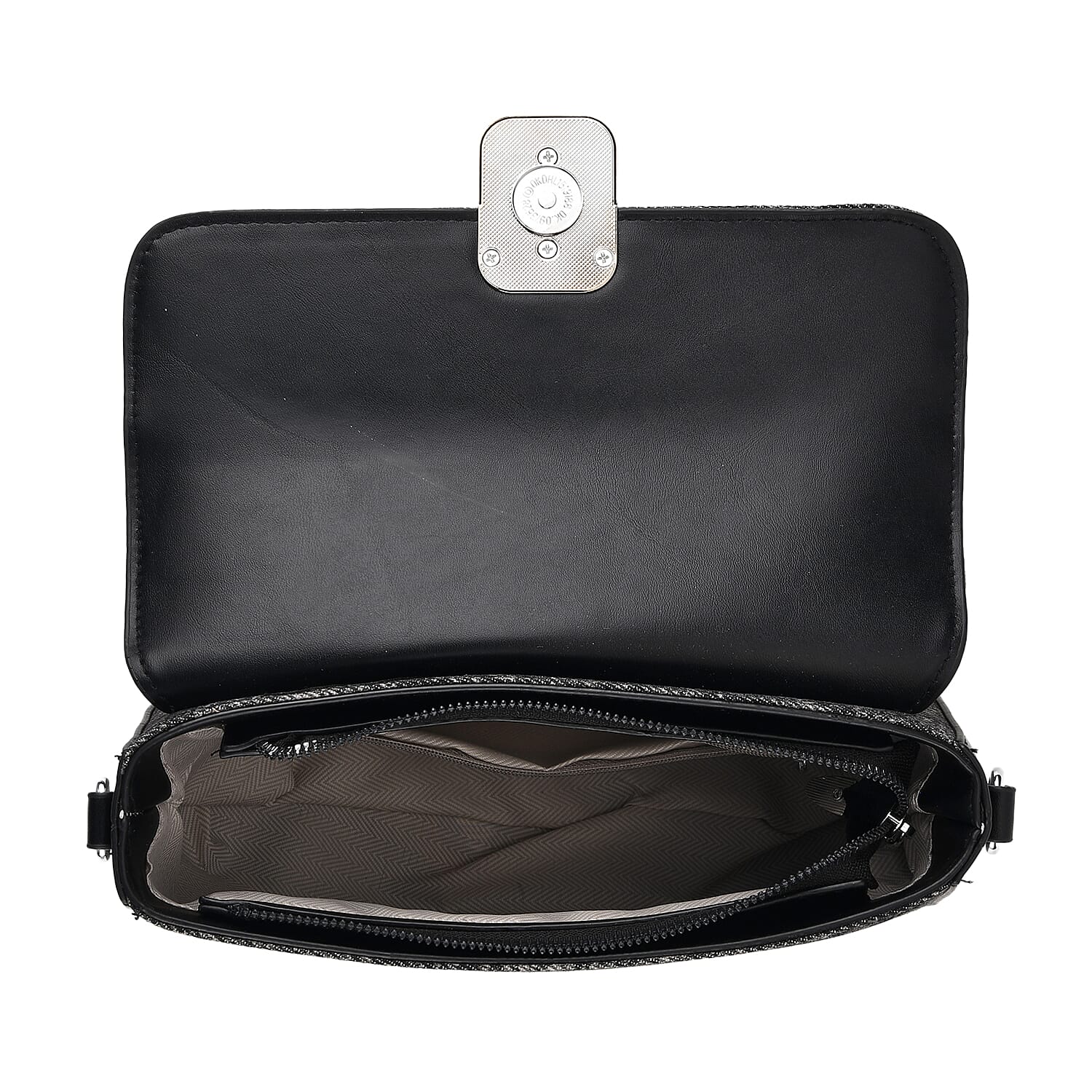 LA MAREY Designer Sling Handbag with Elegant Silver-Tone Chain Strap - Black