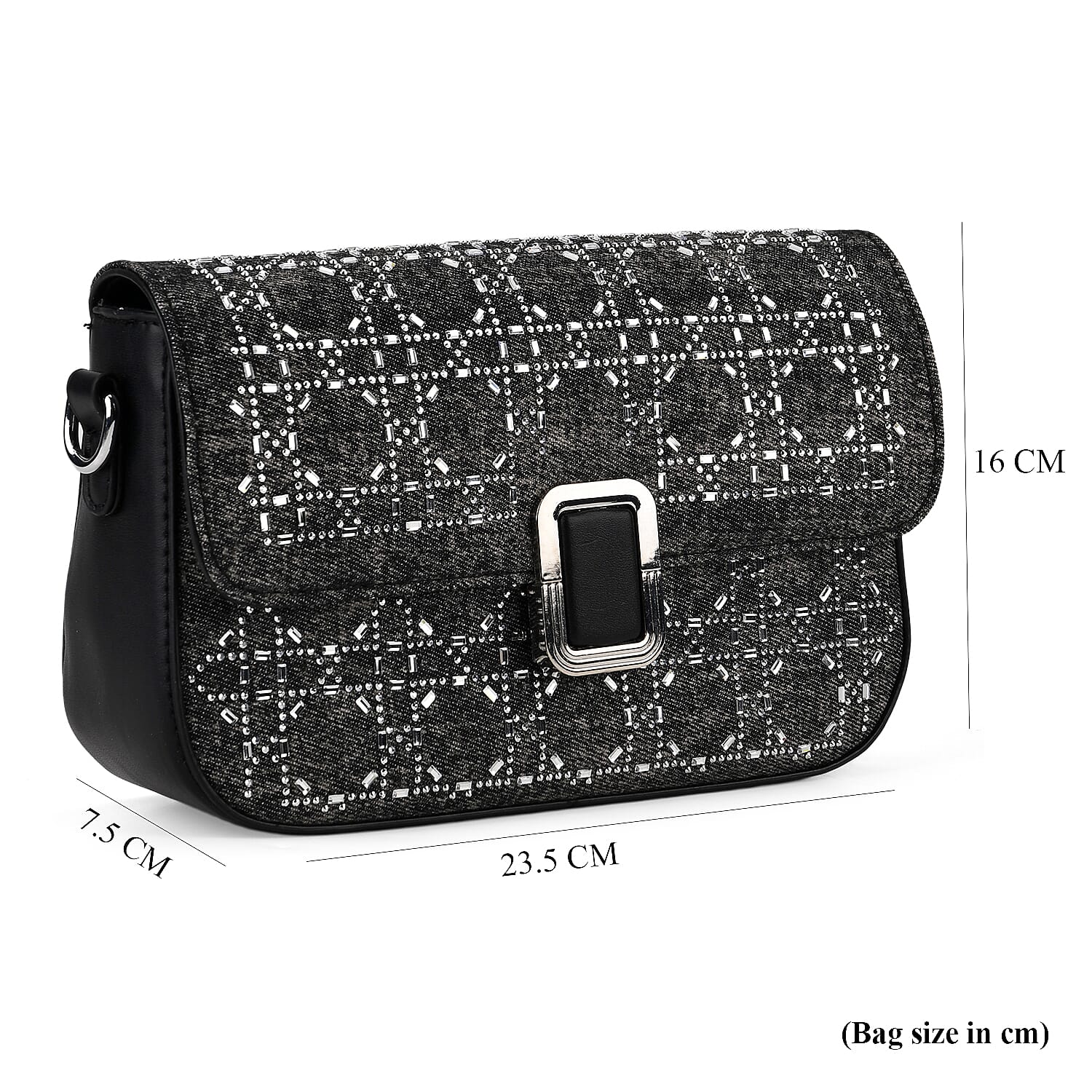 LA MAREY Designer Sling Handbag with Elegant Silver-Tone Chain Strap - Black