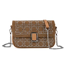 LA MAREY Designer Sling Handbag with Elegant Silver-Tone Chain Strap - Denim Blue