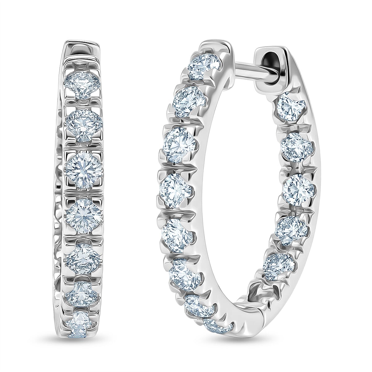Royal Bali Collection - D'Joy Moissanite Hoop Earring in Platinum Overlay Sterling Silver
