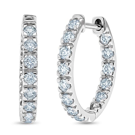 Royal Bali Collection - D'Joy Moissanite Hoop Earring in Platinum Overlay Sterling Silver