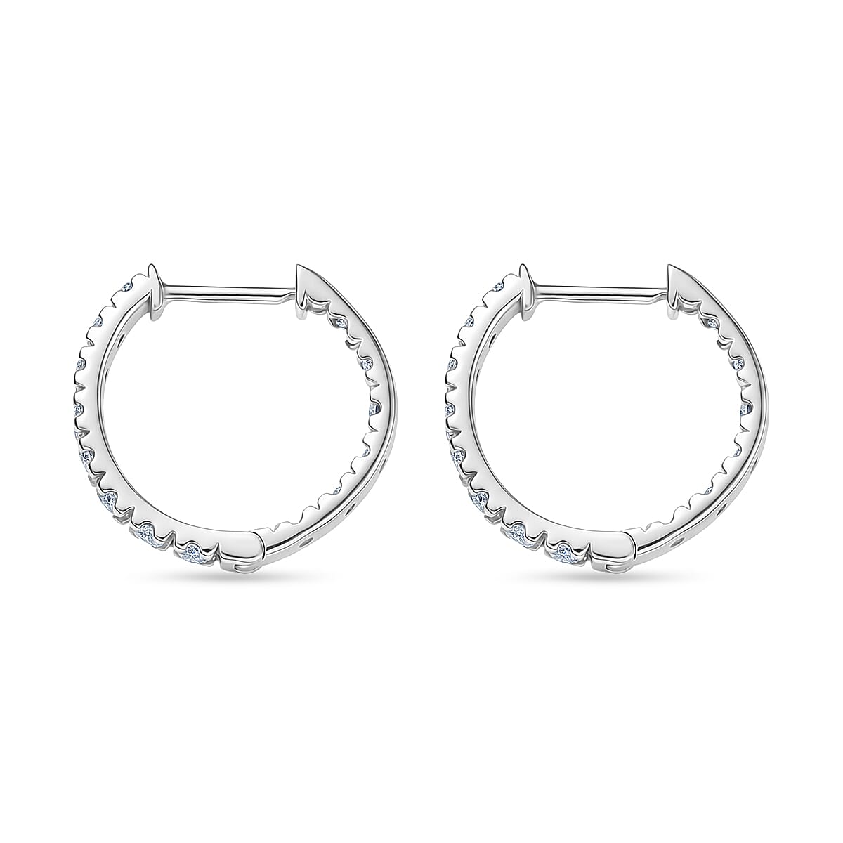 Royal Bali Collection - D'Joy Moissanite Hoop Earring in Platinum Overlay Sterling Silver