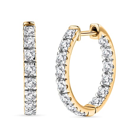 D'Joy Moissanite Full Hoop Earring in Yellow Gold Plated Sterling Silver 0.84 Ct.