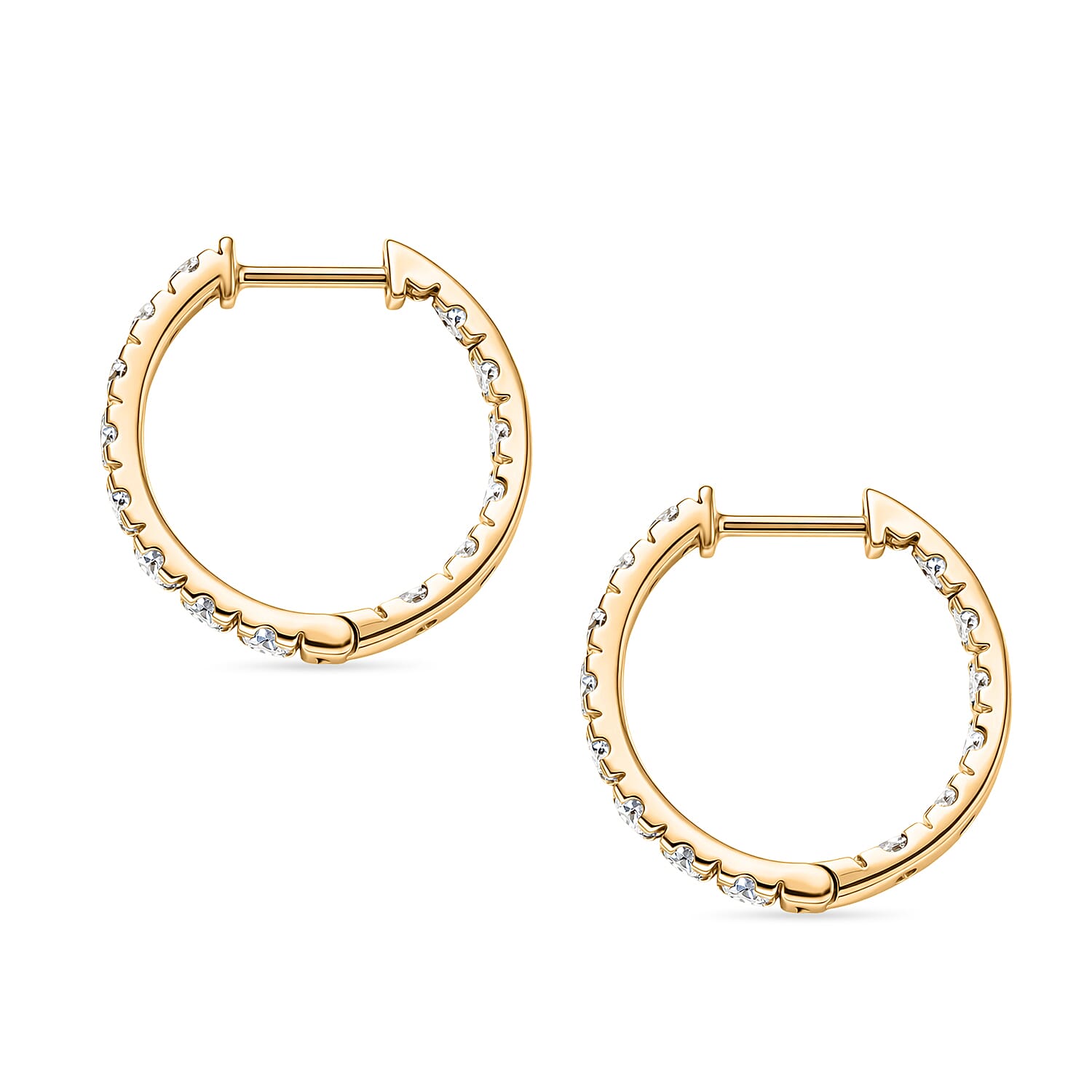 D'Joy Moissanite Full Hoop Earring in Yellow Gold Plated Sterling Silver 0.84 Ct.