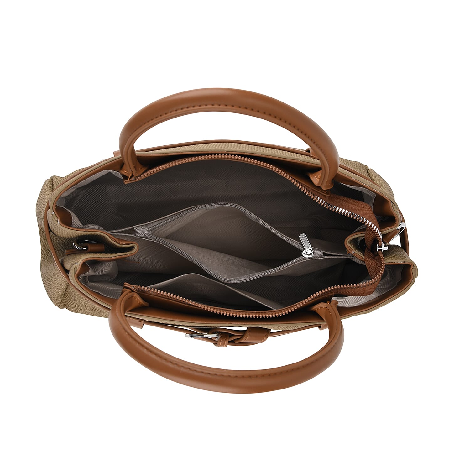 Designer Inspired Satchel-Style Handbag with Belt Detail - Olive