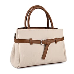 Designer Inspired Satchel-Style Handbag with Belt Detail - Blue