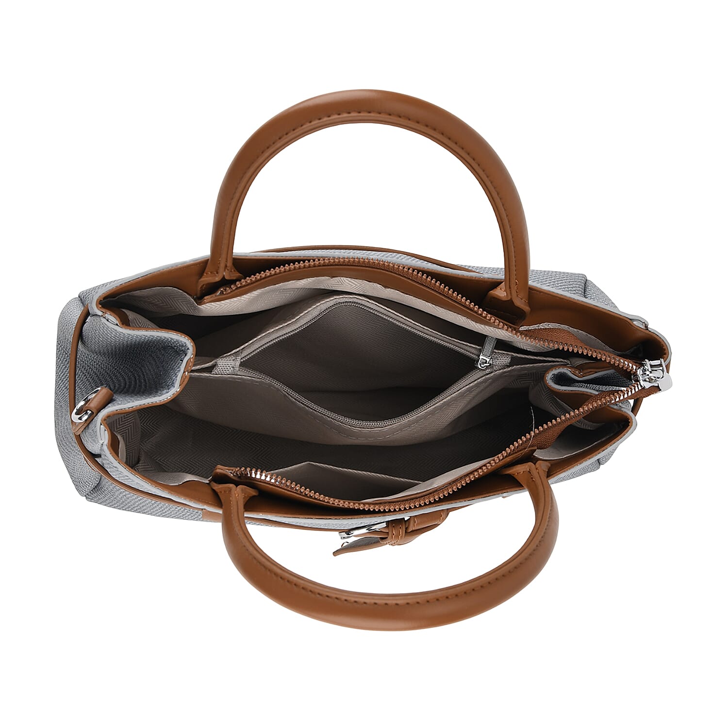 Designer Inspired Satchel-Style Handbag with Belt Detail - Blue