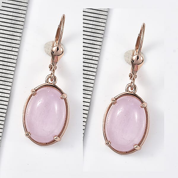 Natural Galileia Kunzite Lever Back Earring in Rose Gold Plated Sterling Silver 13.02 Ct.