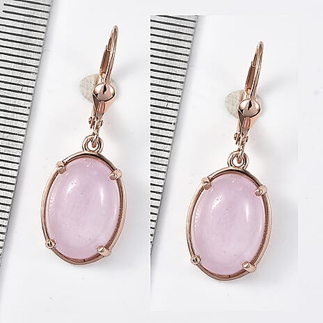 Natural Galileia Kunzite Lever Back Earring in Rose Gold Plated Sterling Silver 13.02 Ct.