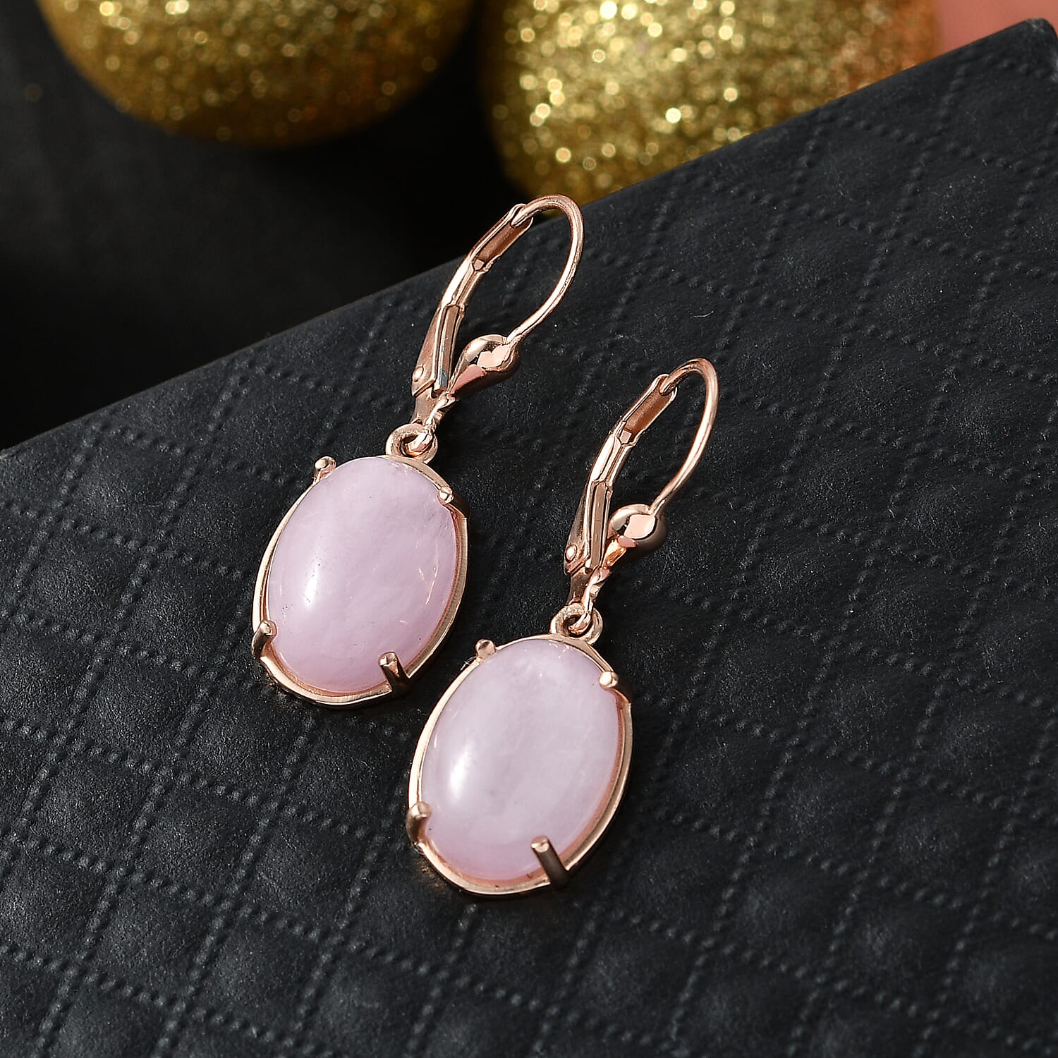 Natural Galileia Kunzite Lever Back Earring in Rose Gold Plated Sterling Silver 13.02 Ct.