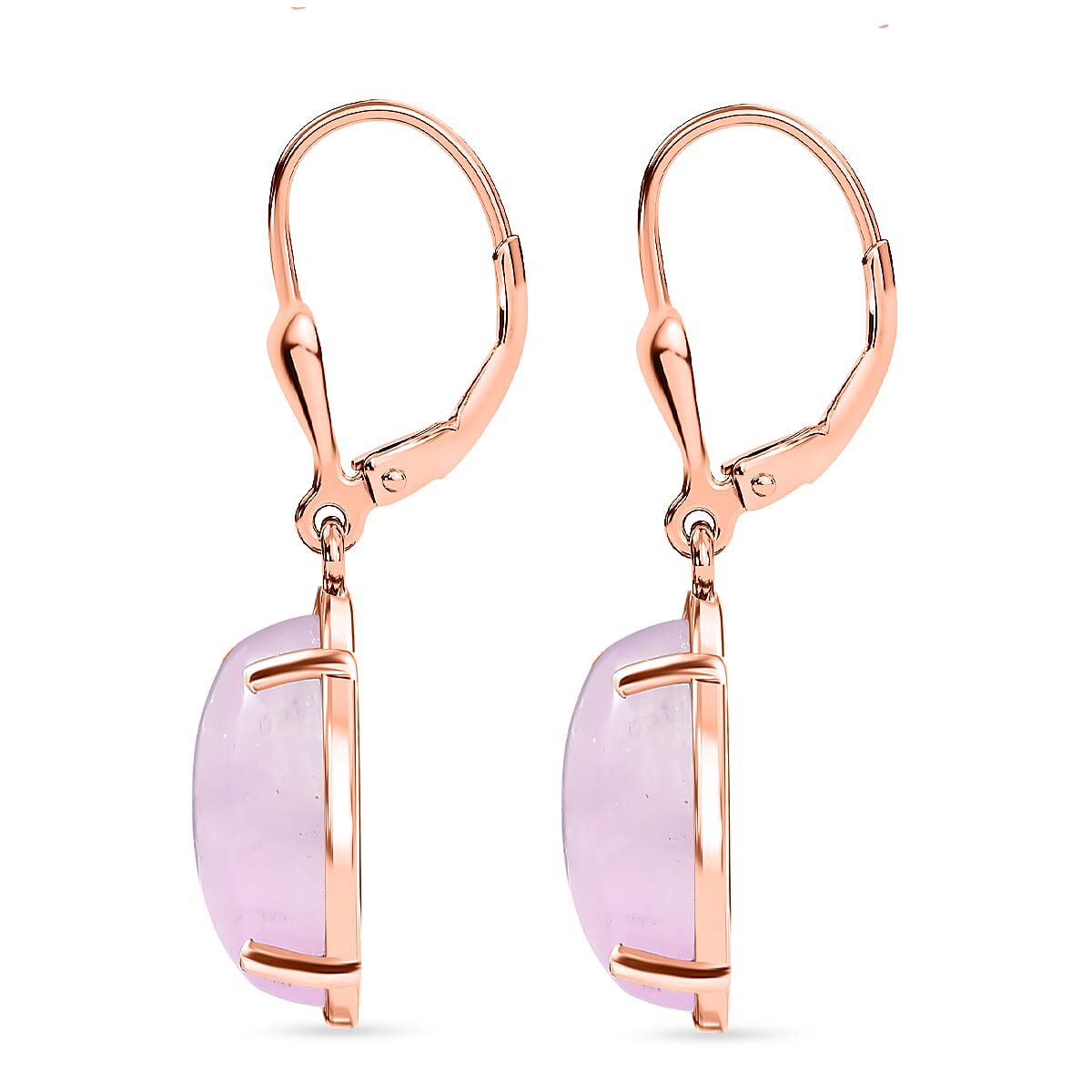 Natural Galileia Kunzite Lever Back Earring in Rose Gold Plated Sterling Silver 13.02 Ct.