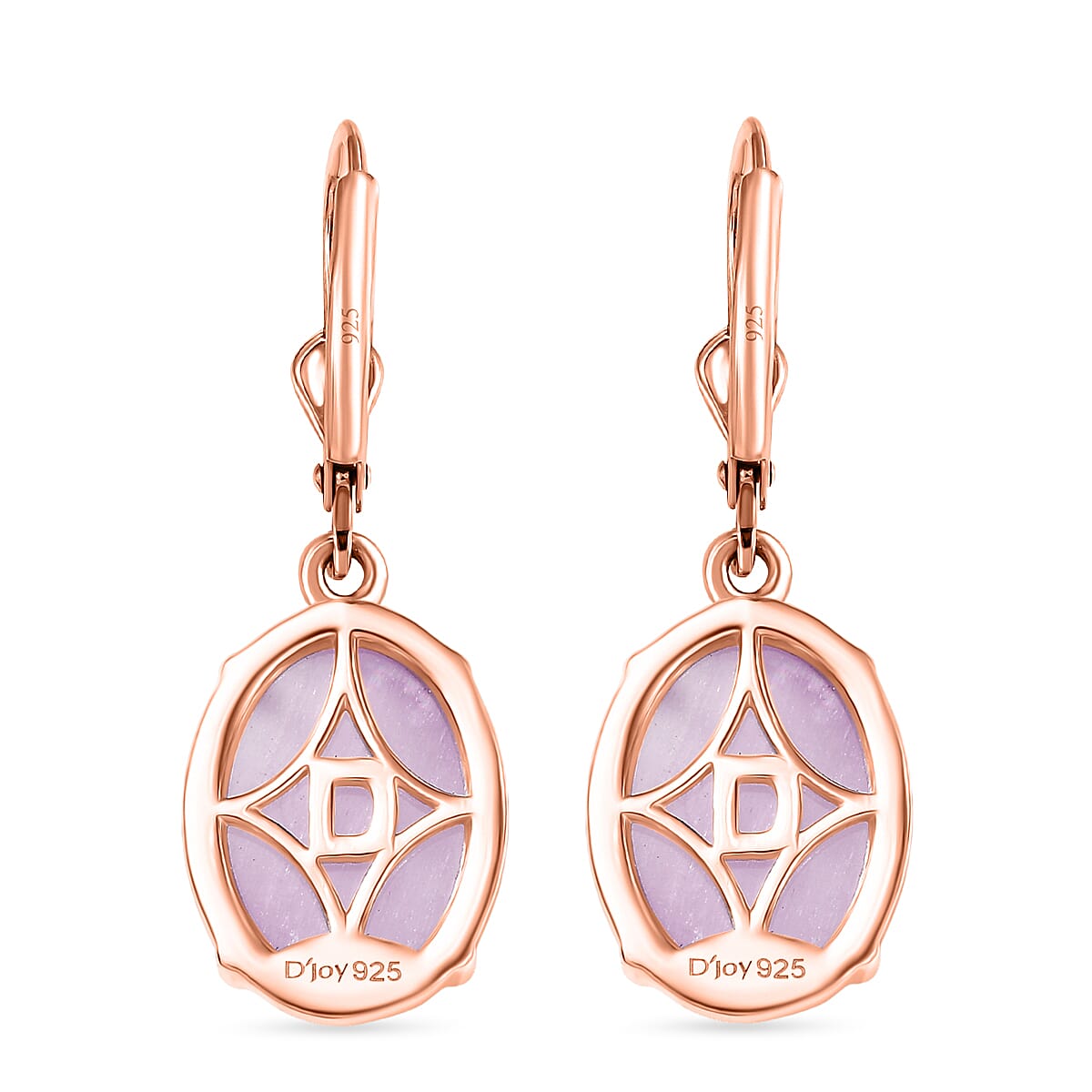 Natural Galileia Kunzite Lever Back Earring in Rose Gold Plated Sterling Silver 13.02 Ct.