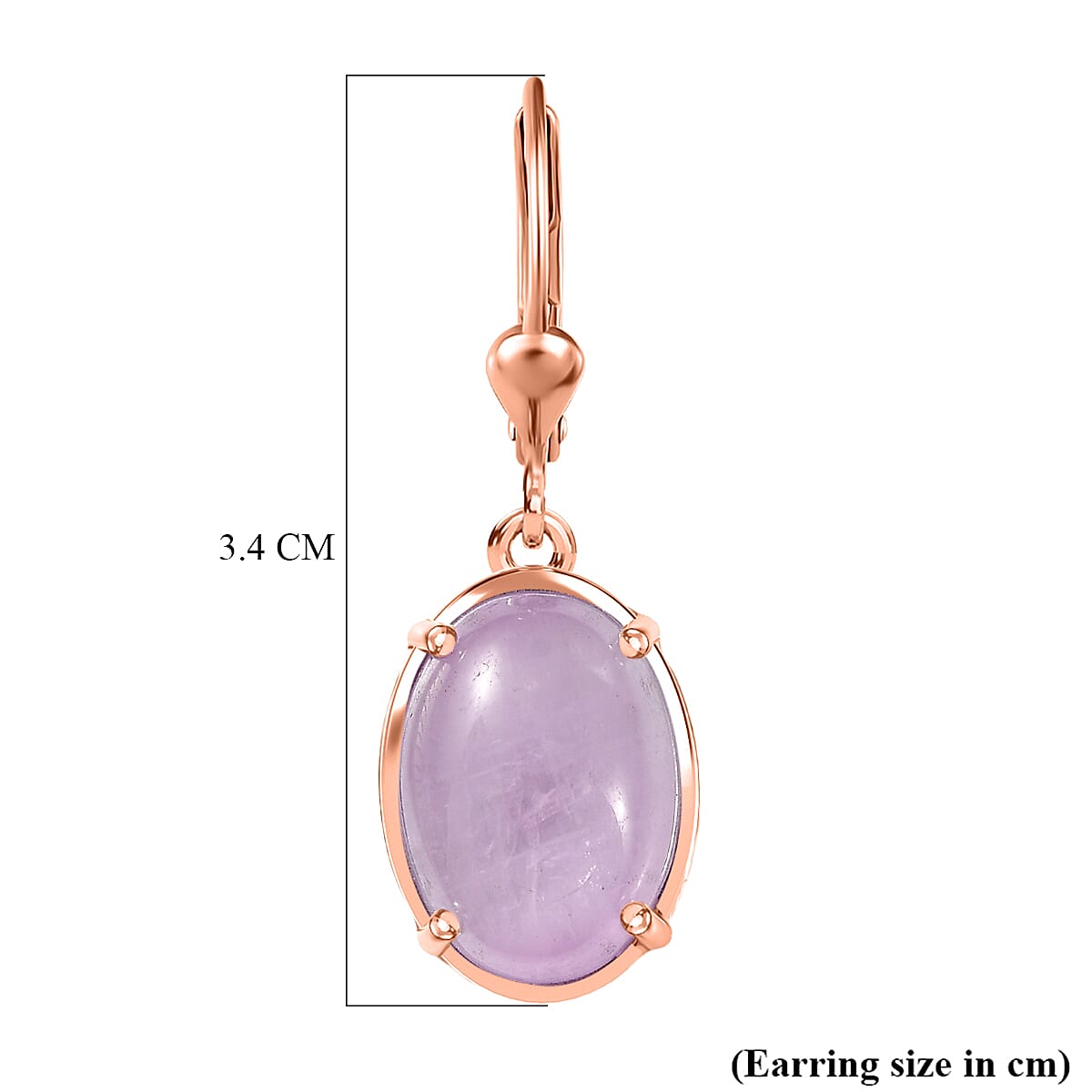 Natural Galileia Kunzite Lever Back Earring in Rose Gold Plated Sterling Silver 13.02 Ct.