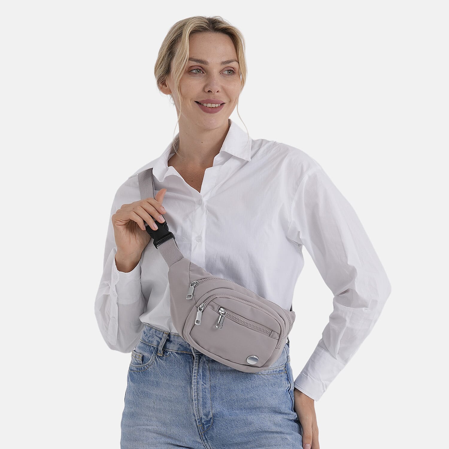BRAND NEW Multi-Pocket Waist Saddle Bag with Adjustable Strap - Light Purple