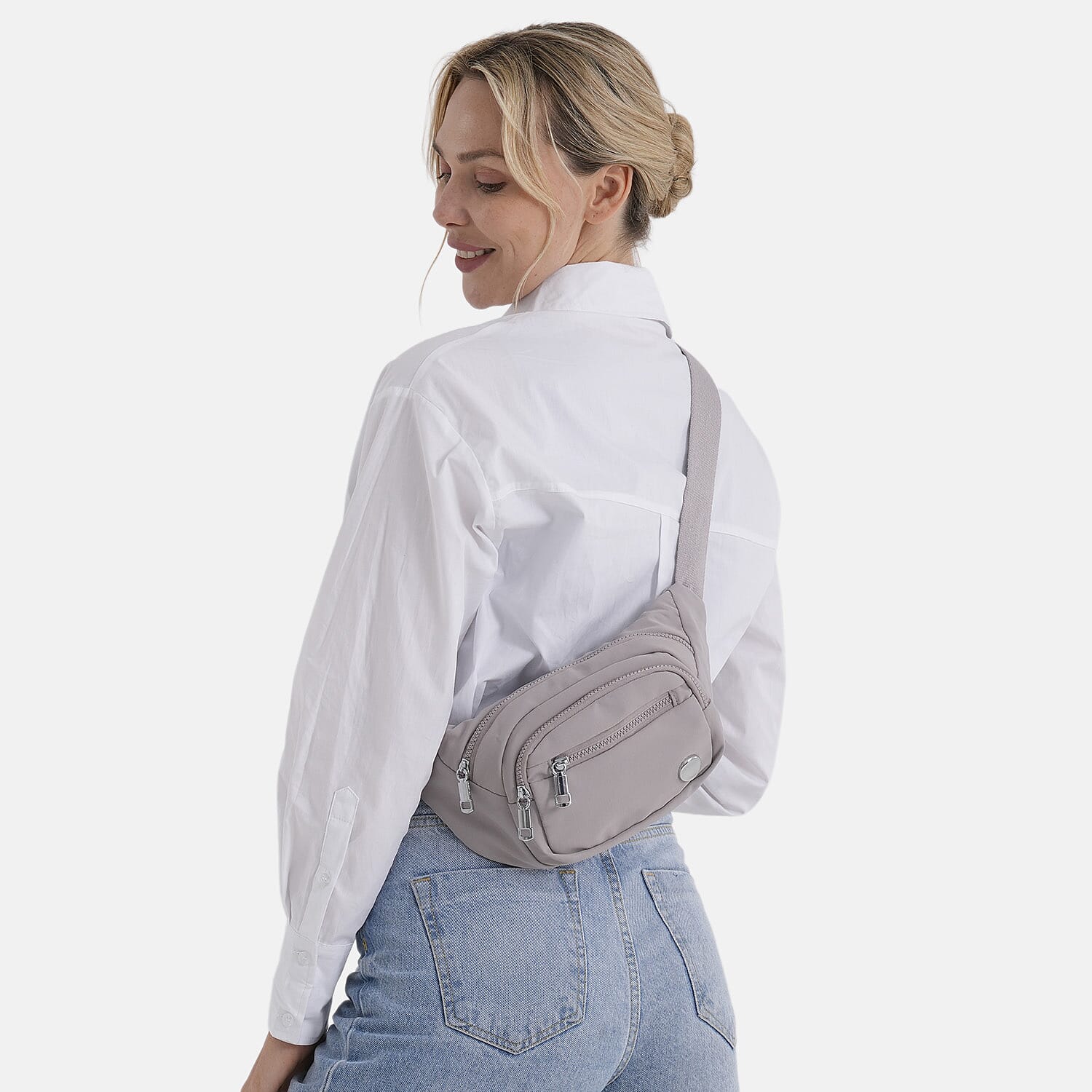 BRAND NEW Multi-Pocket Waist Saddle Bag with Adjustable Strap - Light Purple