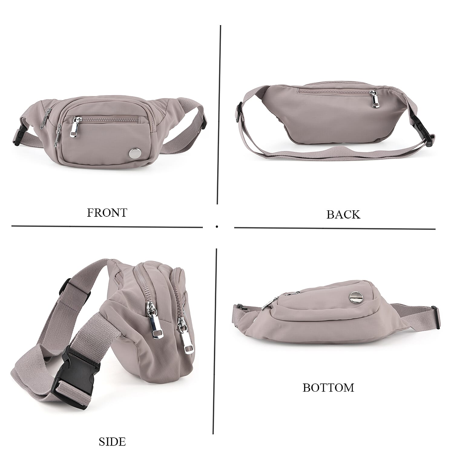 BRAND NEW Multi-Pocket Waist Saddle Bag with Adjustable Strap - Light Purple