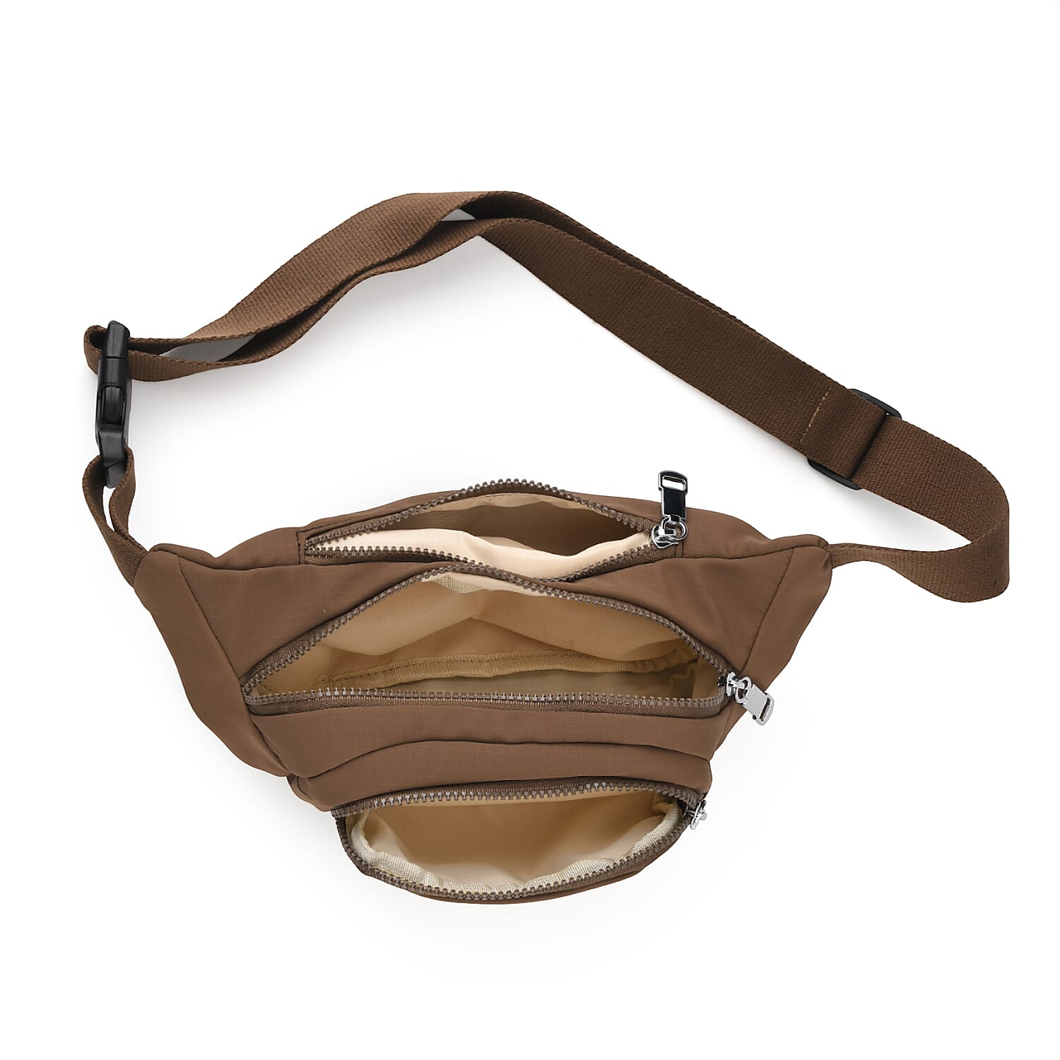 BRAND NEW Multi-Pocket Waist Saddle Bag with Adjustable Strap - Brown