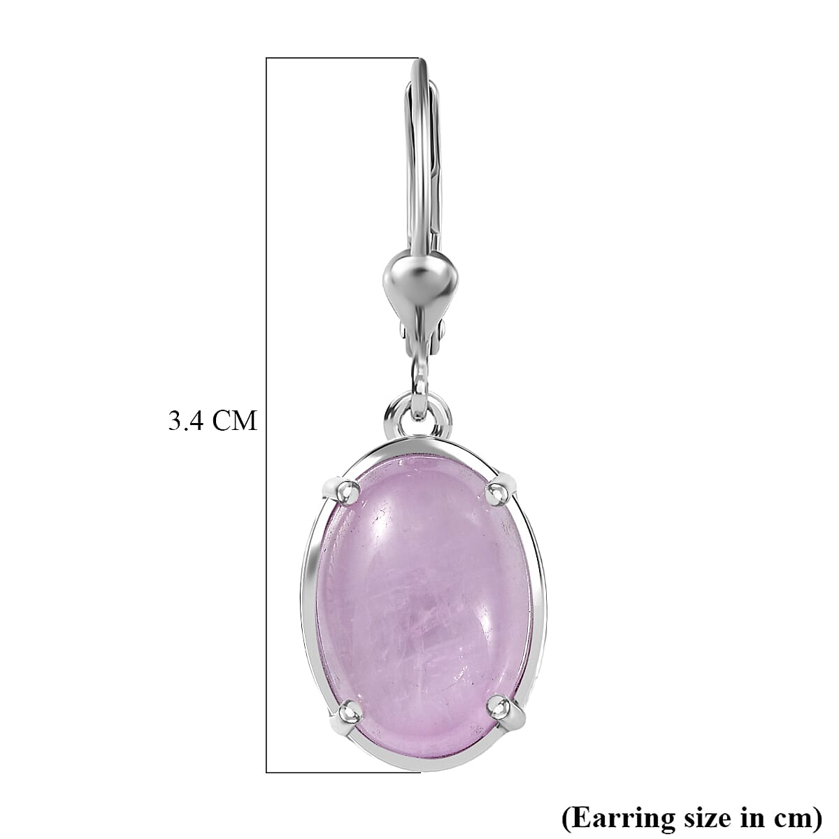 D'Joy Natural Kunzite Solitaire Lever Back Earring in Platinum Overlay Sterling Silver 13.02 Ct.
